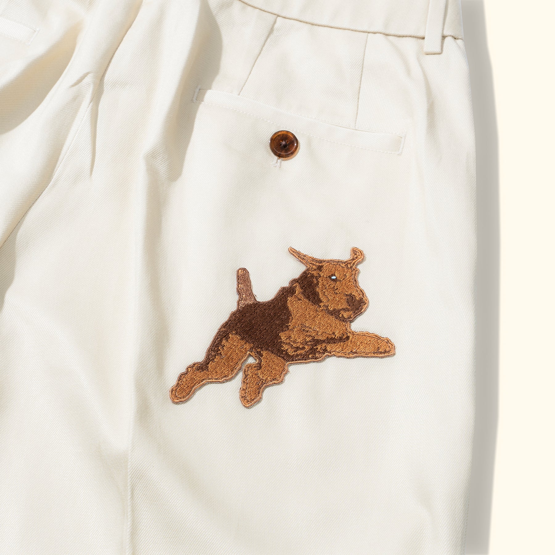 Darryl Wide Pleated Trousers Cream - Image 3