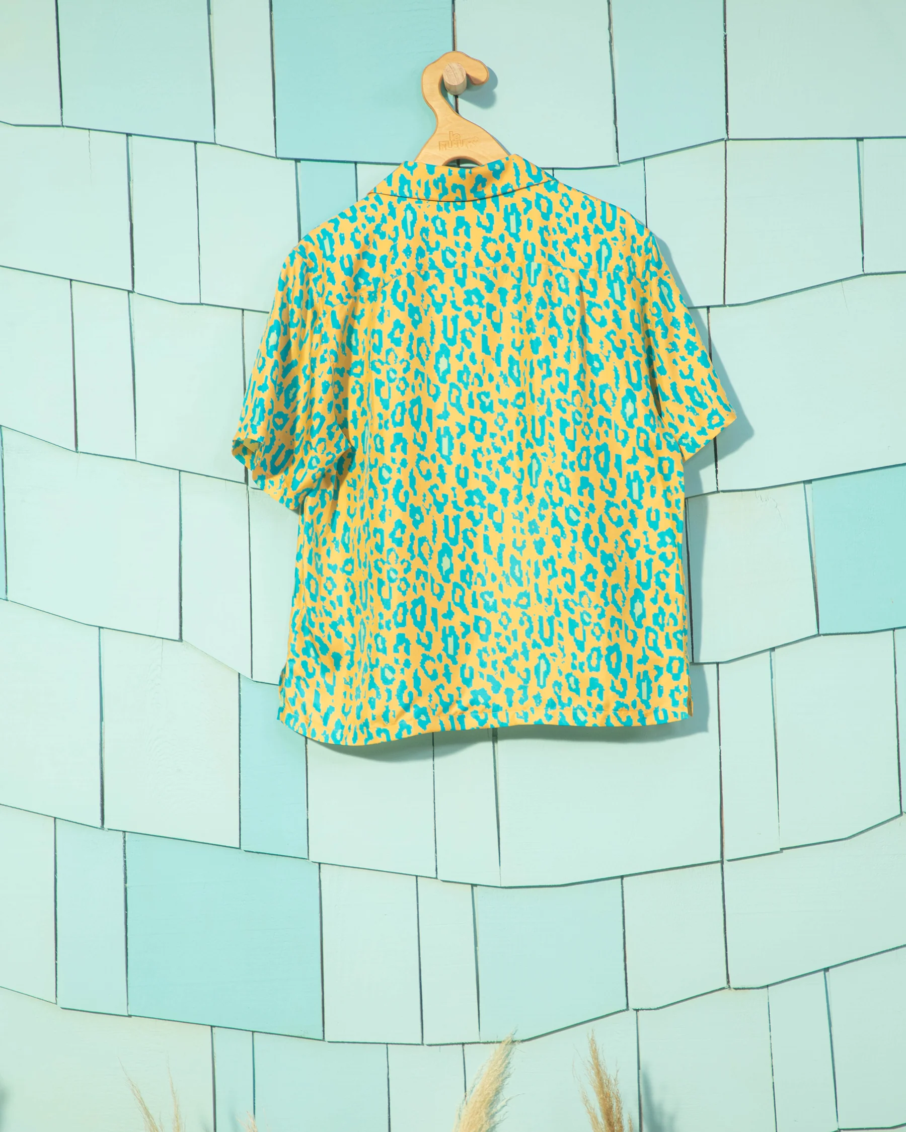 Fleur Camo Silk Button-Up Orange - Image 3