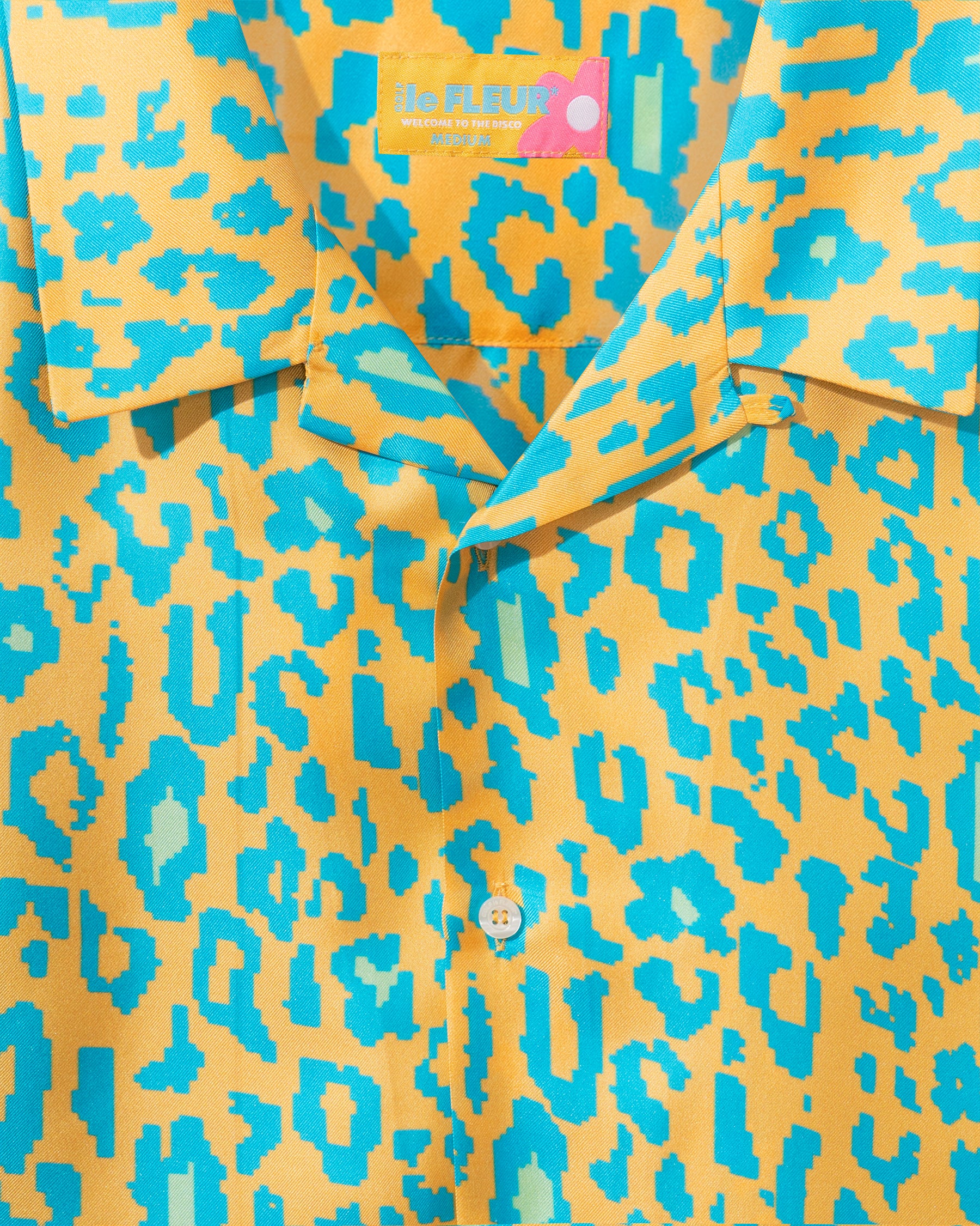 Fleur Camo Silk Button-Up Orange - Image 5