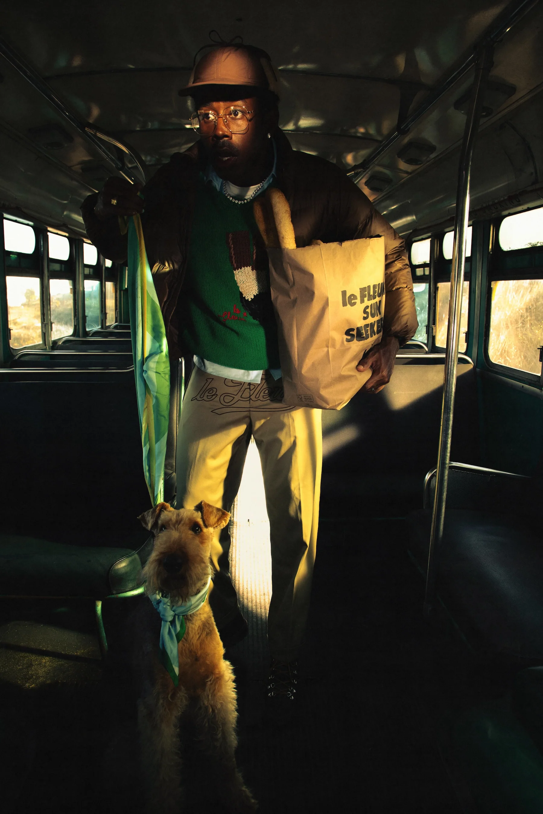 Wavy Stripe Silk Scarf Green - Image 4